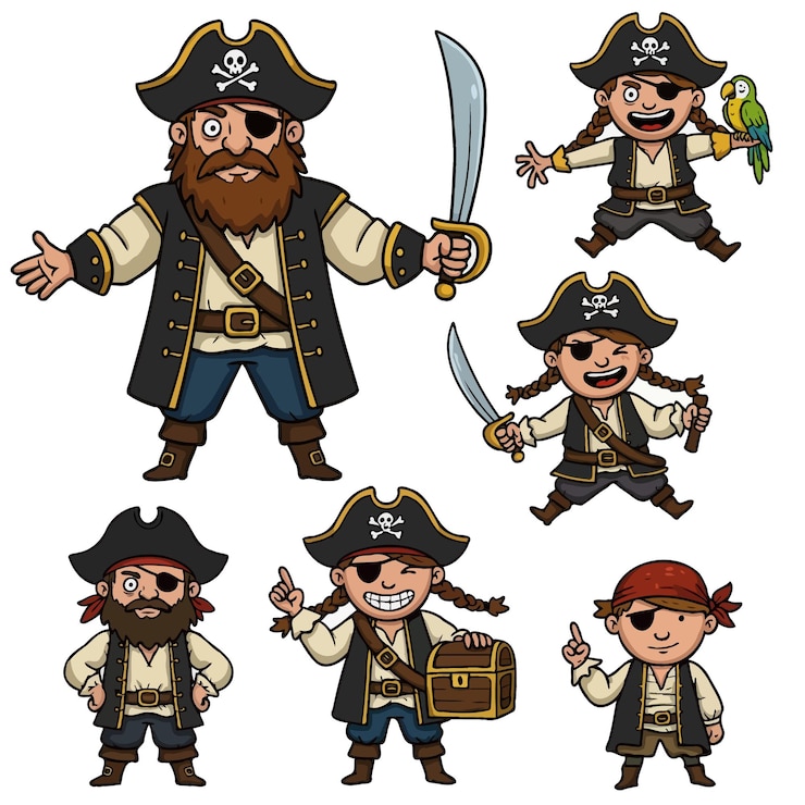 Vector cartoon piratenfamilie