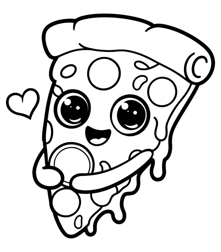 Cartoon pizza coloring page