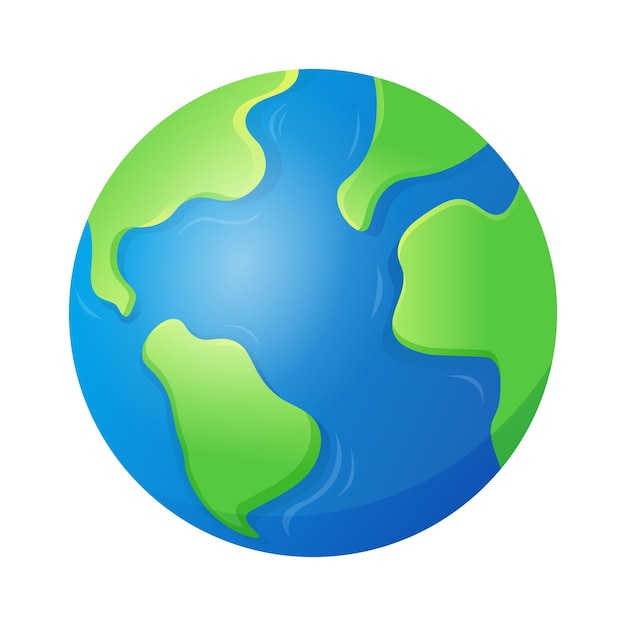 Cartoon planeet aarde 3d vector icoon op witte achtergrond aarde dag of milieubescherming
