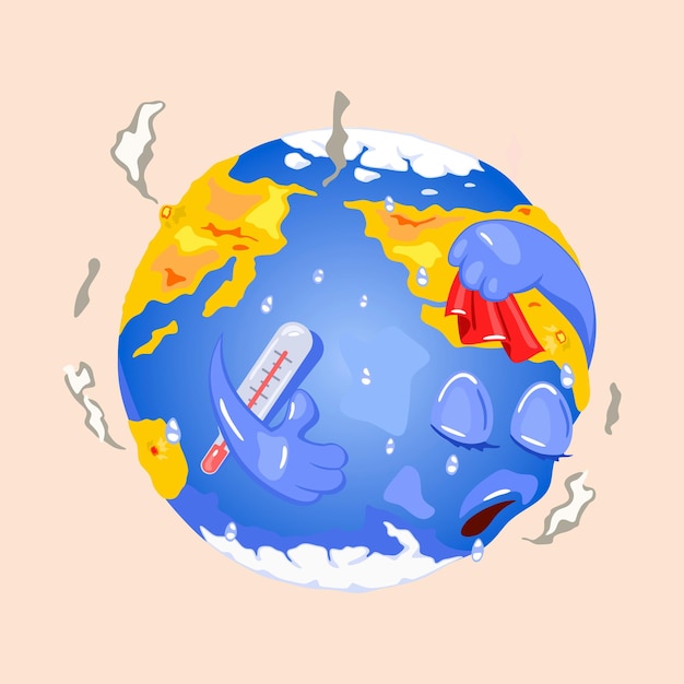 Vector cartoon planeet met koorts