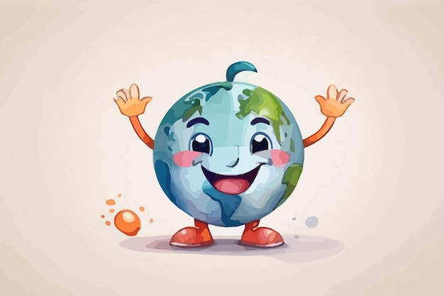 A cartoon of a planet with the hands up