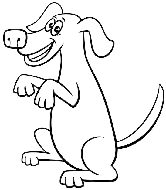 Cartoon playful dog character doing a trick coloring page