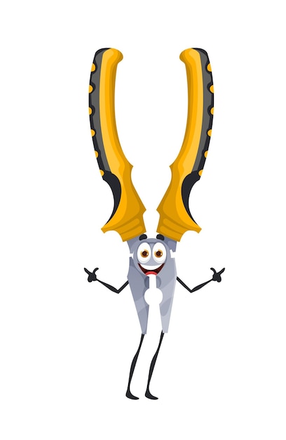 Vector cartoon pliers diy construction tool character