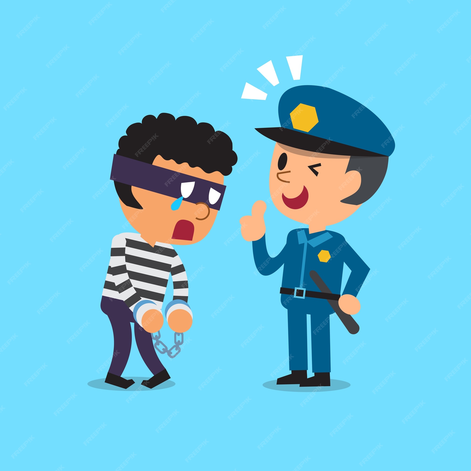 Premium Vector | Cartoon policeman and thief Premium Vector | Cartoon policeman and thief