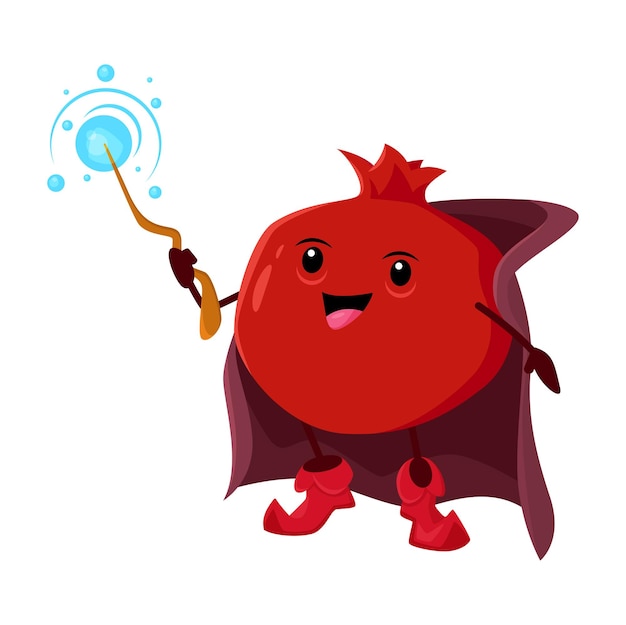 Vector cartoon pomegranate wizard or magician character