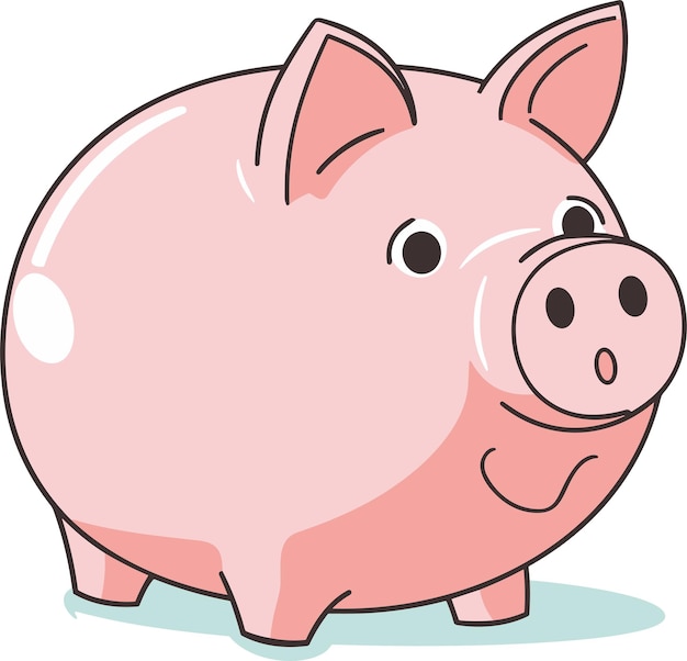 Cartoon porselein roze spaarvarken financieel symbool vectorillustratie