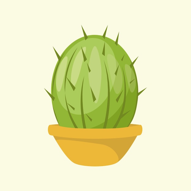 Cartoon potted cactus, houseplant.