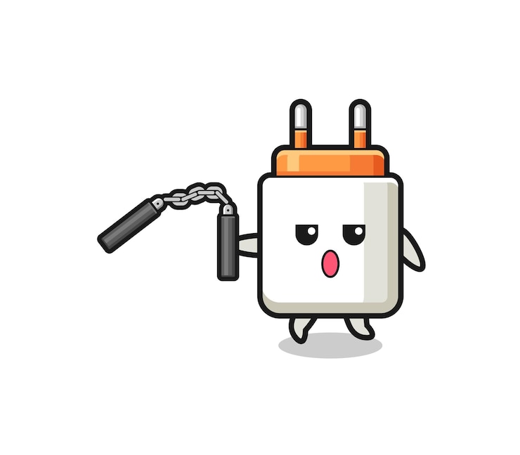 Vector cartoon of power adapter using nunchaku