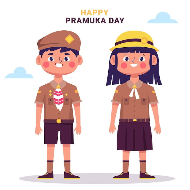 Cartoon pramuka day illustration