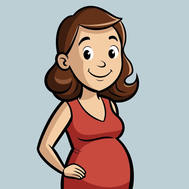 Vector a cartoon of a pregnant woman with her hand on her hip