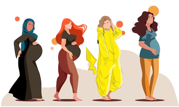 Vector a cartoon of pregnant women with a yellow outfit and a yellow pikachu on her belly