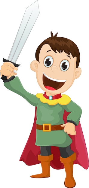 Vector cartoon prince with a sharp sword