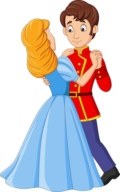 Cartoon prins en prinses dansen