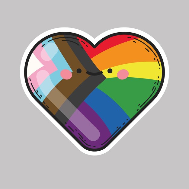 Cartoon Progress Pride Flag vector heart illustration