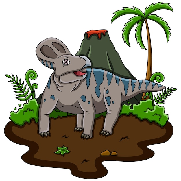 Cartoon Protoceratops in the jungle