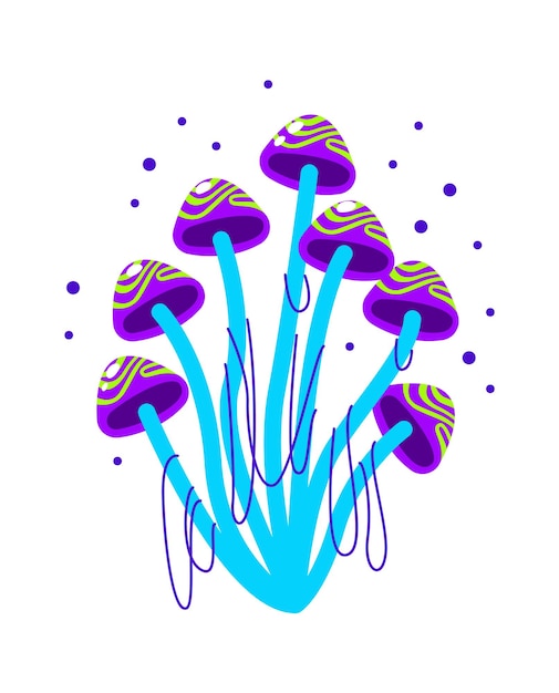 Cartoon Psychedelic Mushroom Vector illustration