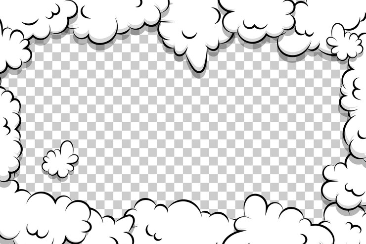 Vector cartoon puff cloud template comic book cartoon frame for text