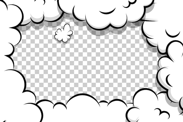 Vector cartoon puff cloud template comic book cartoon frame for text
