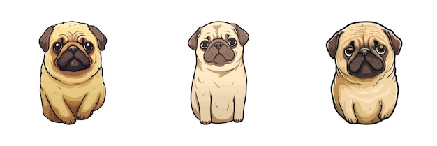 Cartoon pug gezicht vectorillustratie