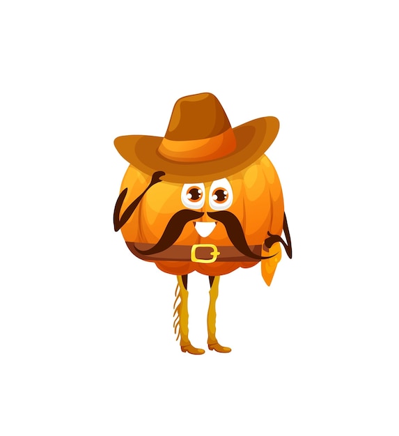 Cartoon pumpkin cowboy ranger Western character