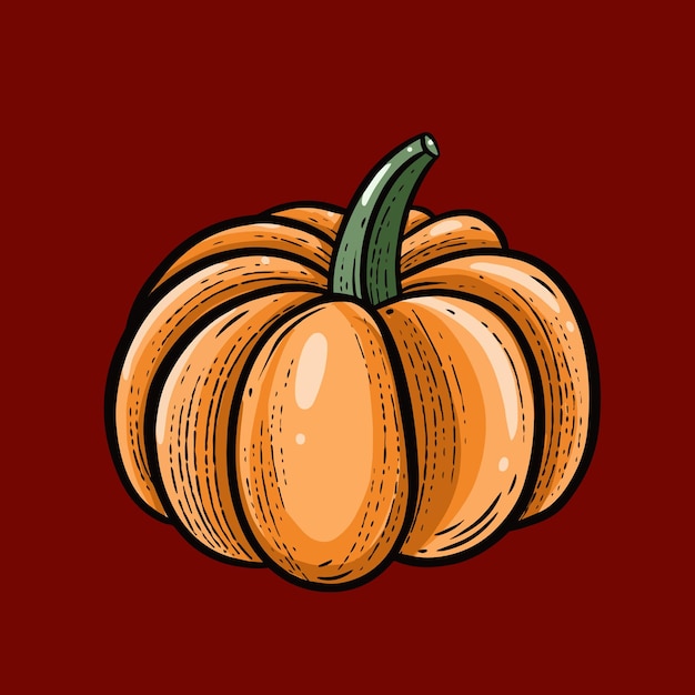 Vector a cartoon pumpkin on a red background