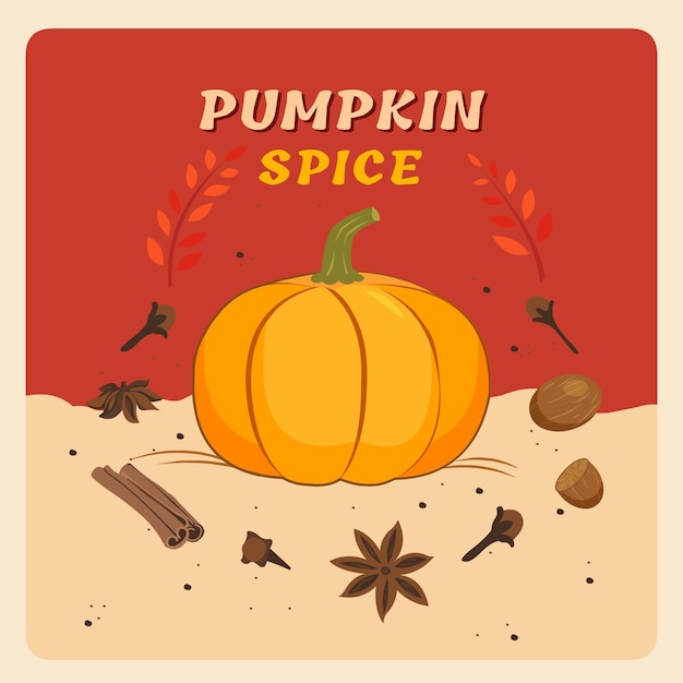 Vector cartoon pumpkin spice illustration