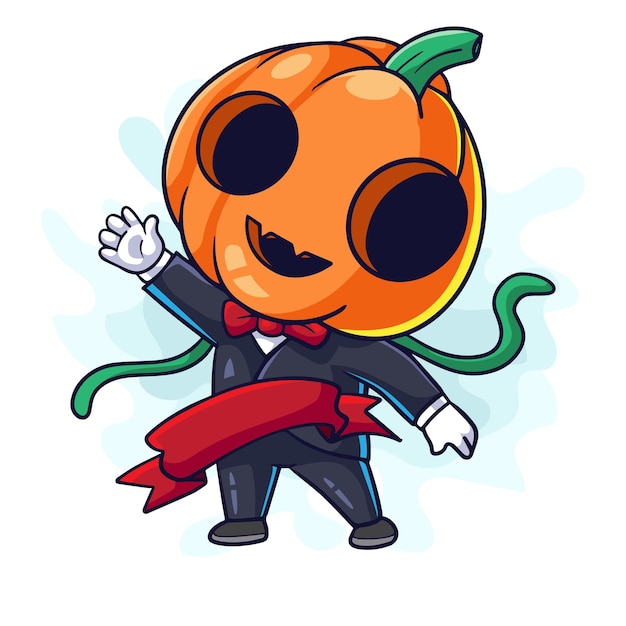 cartoon pumpkin wearing a suit