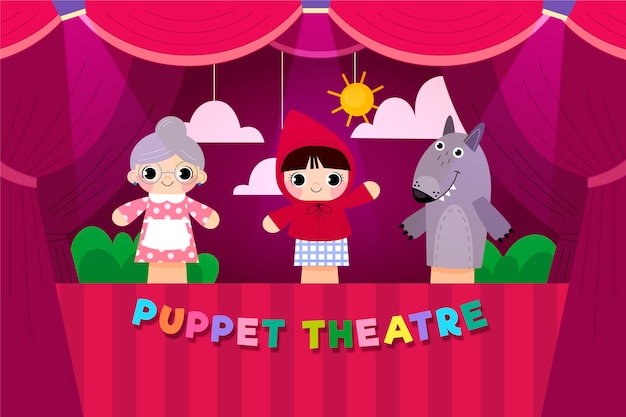 Vector cartoon puppet show background