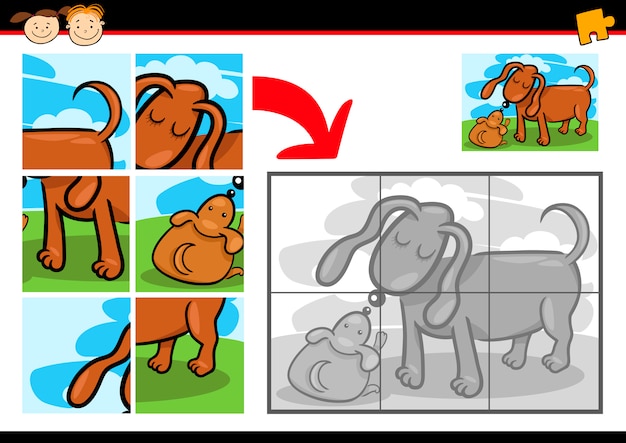 Cartoon puppy jigsaw puzzle game