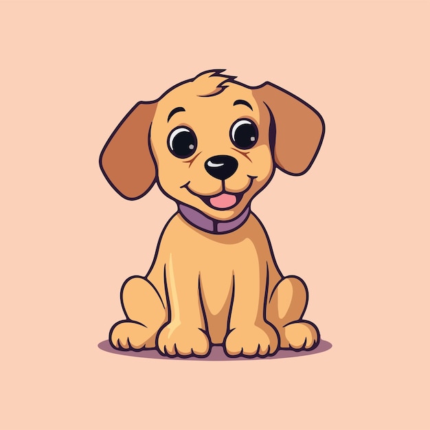 Cartoon puppy for puppy lovers portrait of dog cute vector illustration in the style of light yello