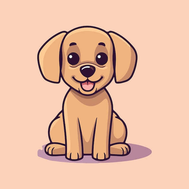 Cucciolo di cartone animato per gli amanti dei cuccioli ritratto di cane carino illustrazione vettoriale in stile giallo chiaro