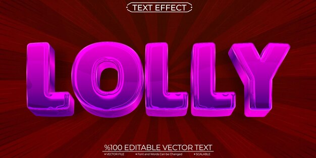 Cartoon Purple and Pink Lolly Editable and Scalable Vector Text Effect