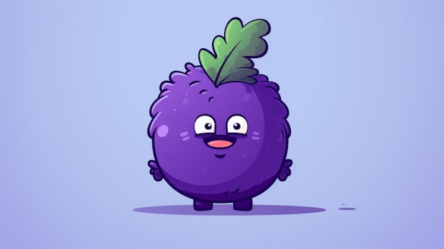 Vector a cartoon of a purple plum with a happy face