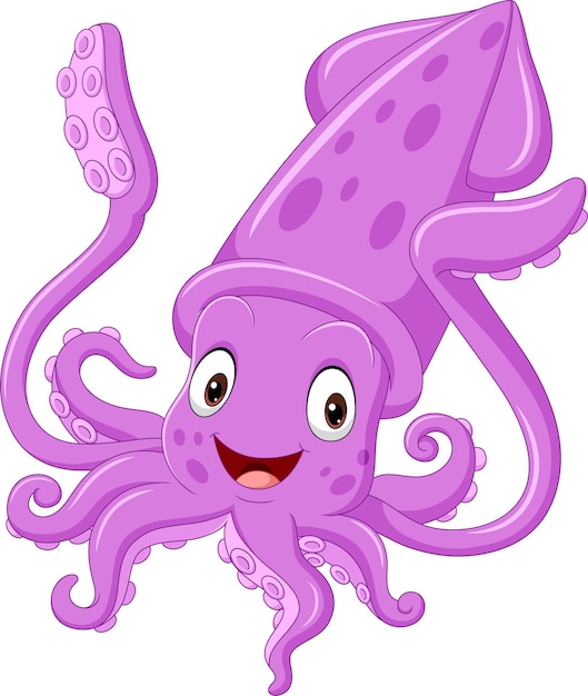 Cartoon purple squid isolated