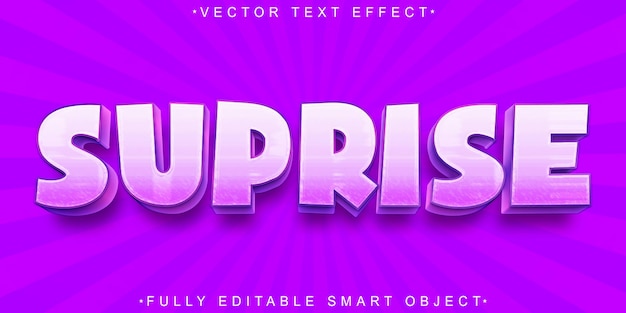 Вектор мультфильма Purple Suprise полностью редактируемый смарт-объект Текстовый эффект