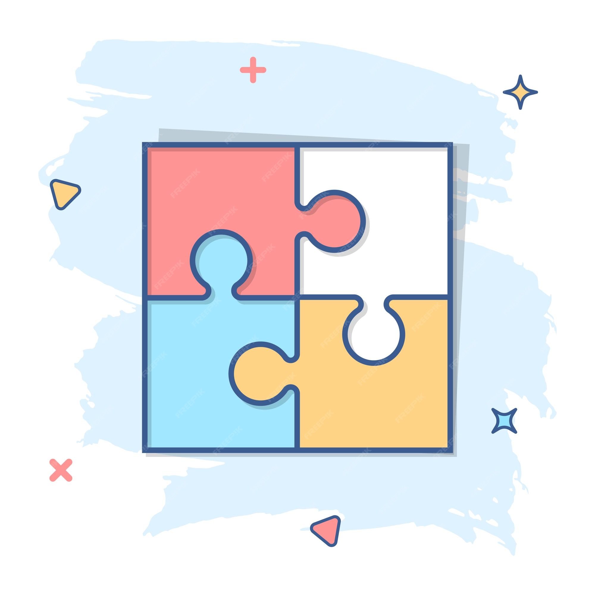 Premium Vector | Cartoon puzzle icon in comic style jigsaw sign illustration pictogram toy game splash business concept Premium Vector | Cartoon puzzle icon in comic style jigsaw sign illustration pictogram toy game splash business concept