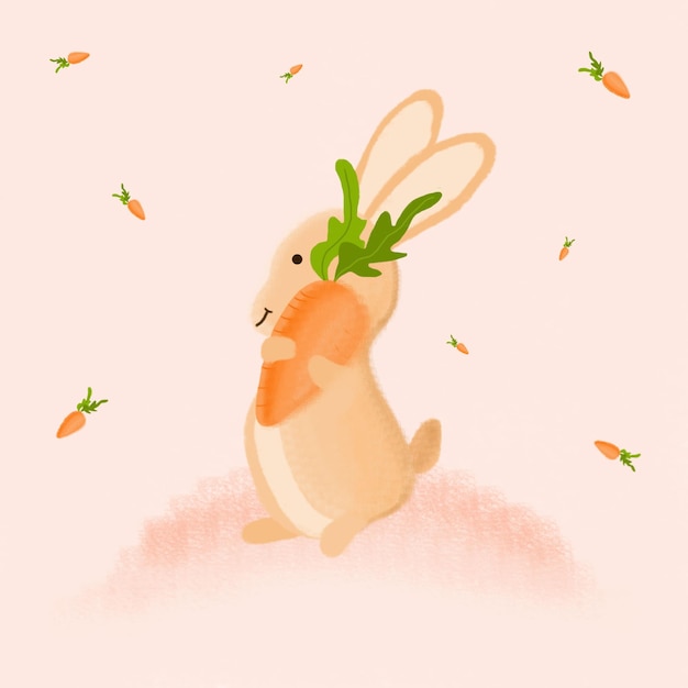 Vector cartoon rabbit and carrot vector illustration design