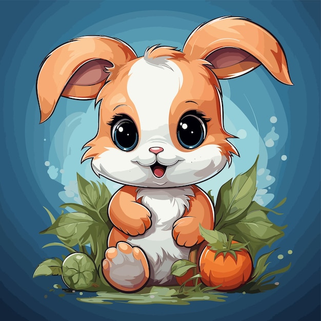 Cartoon rabbit holding carrot vector illustration