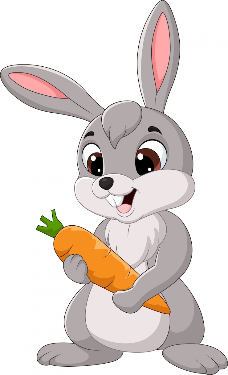 Vector cartoon rabbit holding a carrot