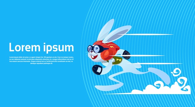 Cartoon rabbit sporty running banner