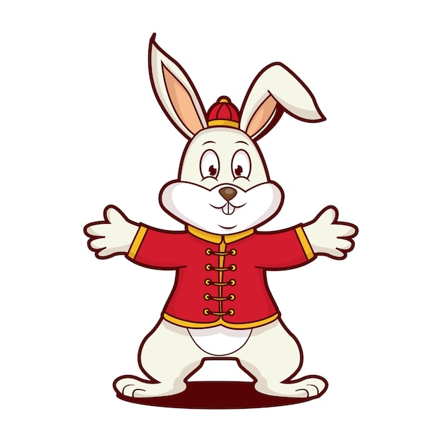 cartoon rabbit in traditional Chinese dress