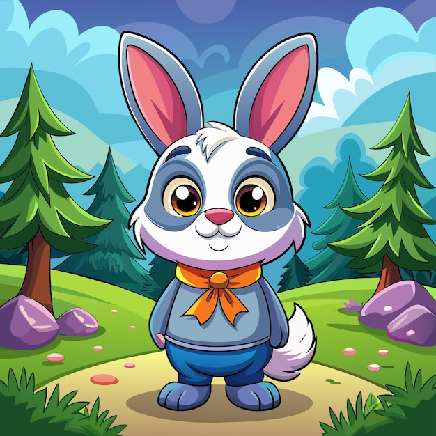 a cartoon rabbit with a bow tie on it