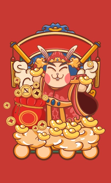 Cartoon Rabbit Year Chinese New Year Illustration Materials