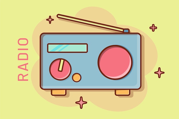 cartoon radio icon in comic style radio news sound concept illustration music speaker business logo