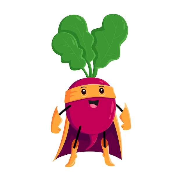 Cartoon radish vegetable super hero character