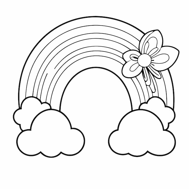 Cartoon arcobaleno doodle per bambini pagina