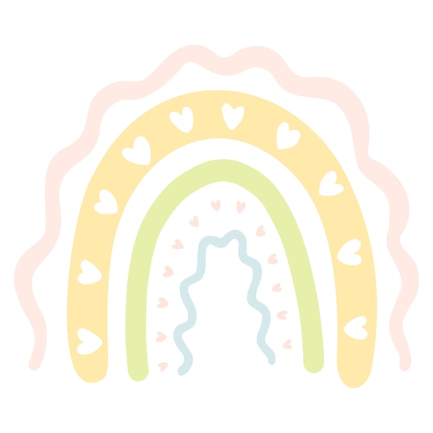 cartoon rainbows with hearts in pastel colors isolated on a white background cute bright colorful