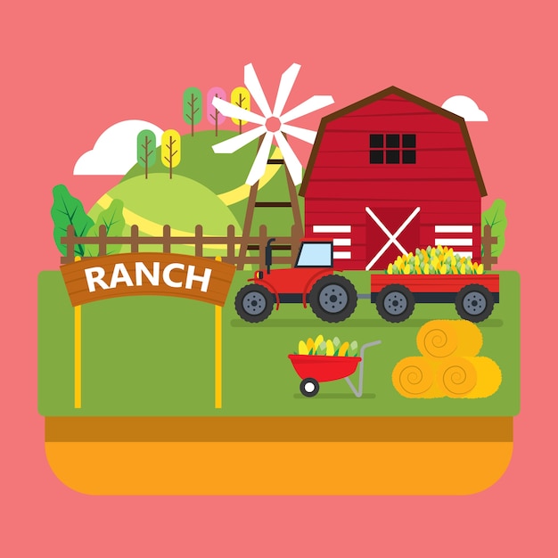 cartoon ranch farm illustration