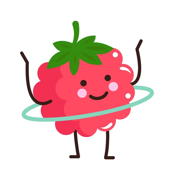 Cartoon raspberries exercising Vector illustration