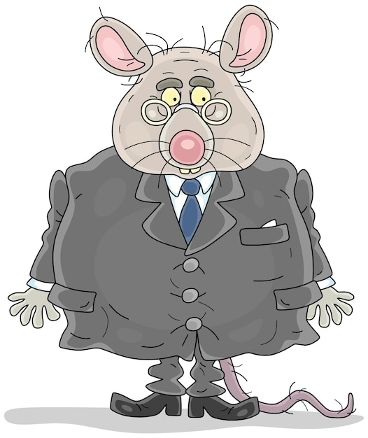 Vector a cartoon of a rat wearing a suit and tie